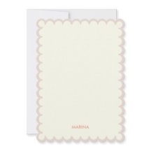 Simple beige Scalloped frame custom name