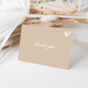 Simple Beige Thank You Card with Heart
