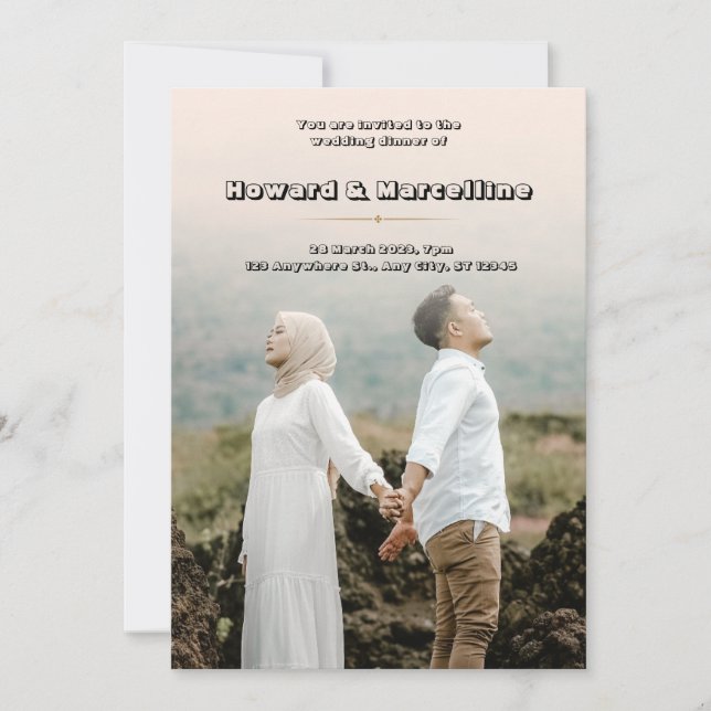 Simple Beige Wedding Invitation with Stunning Imag (Front)