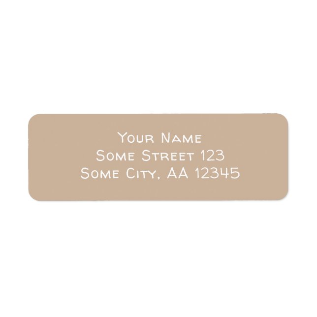Simple Beige with White Text Return Address Label (Front)