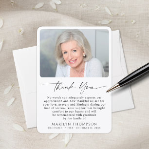 Simple Bereavement Funeral Memorial Photo Thank You Card