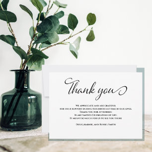 Simple Bereavement Funeral Sympathy Thank You Card