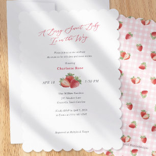 Simple Berry Sweet Strawberry Themed Baby Shower Invitation