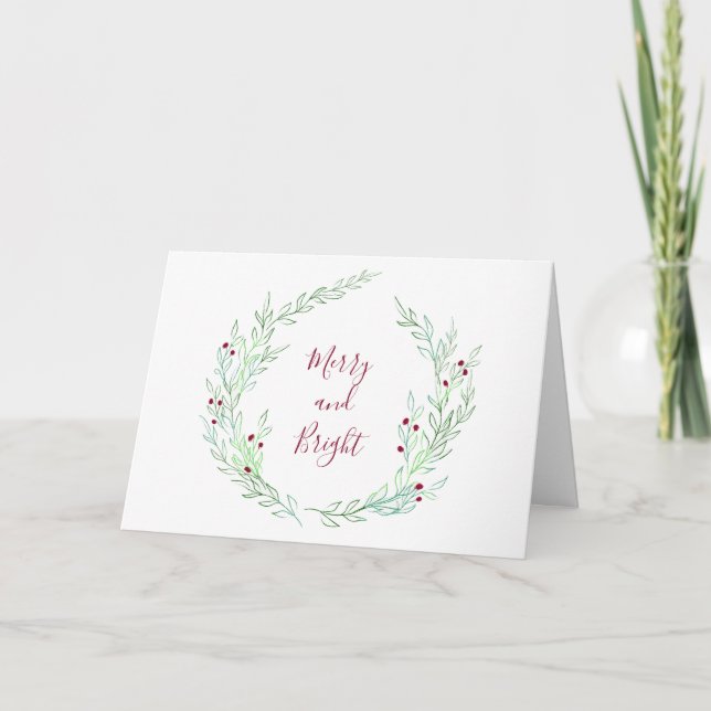 Simple Berry Wreath Christmas Card (Front)