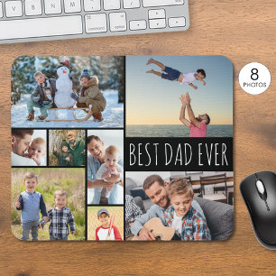 Simple BEST DAD EVER 8 Photo Collage Mouse Pad