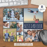 Simple BEST DAD EVER 8 Photo Collage Navy Blue Mouse Pad<br><div class="desc">Create your own personalised, custom colour photo mouse pad for the BEST DAD EVER with this easy-to-upload photo collage template featuring 8 pictures in various shapes and sizes, both horizontal and vertical to accommodate a wide variety of photo subjects in your choice of text and background colours (shown with white...</div>
