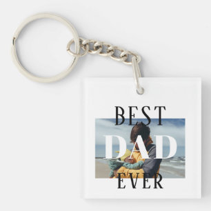 Simple Best Dad Ever Father`s Day Photo Key Ring