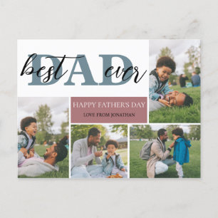 Simple Best Dad Ever Fathers Day Dad 4 photo Holiday Postcard