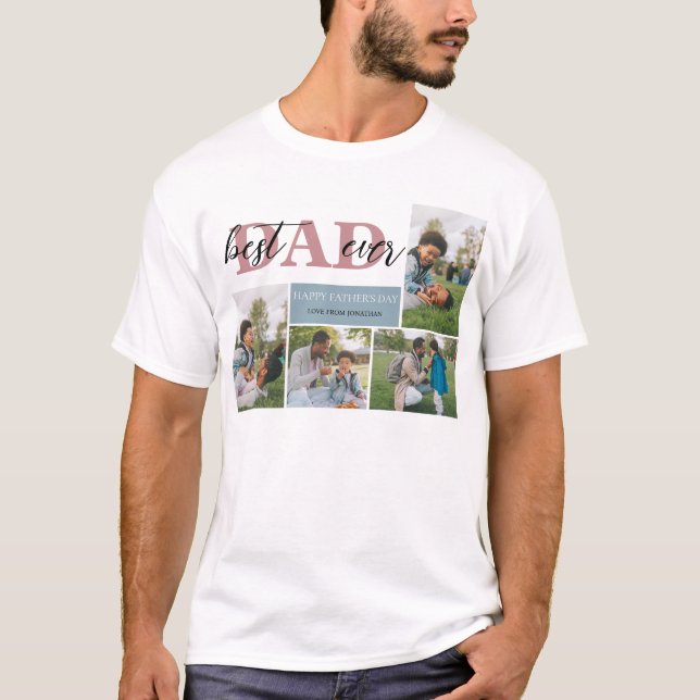 Simple Best Dad Ever Fathers Day Dad 4 photo T-Shi T-Shirt (Front)