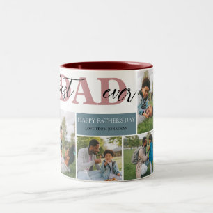 Simple Best Dad Ever Fathers Day Dad 4 photo Two-Tone Coffee Mug