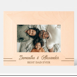 Simple Best dad ever Name Engraved Wood Frame