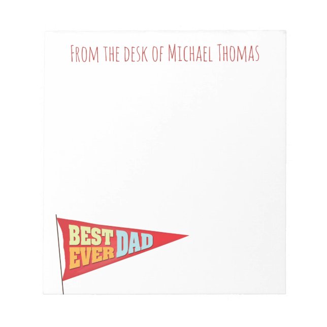 Simple Best Dad Ever Pennant Minimal Father's Day Notepad (Front)