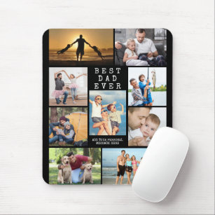 Simple BEST DAD EVER Photo Collage Personalised Mouse Pad