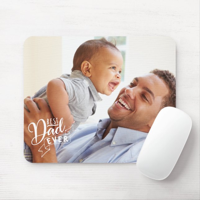 Simple Best Dad Ever Photo Mouse Pad (With Mouse)