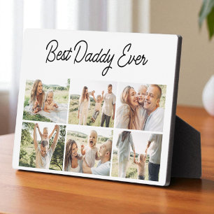 Simple Best Daddy Ever Custom 6 Photo Collage Plaque