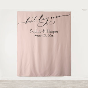 Simple Best Day Ever Blush Pink Photo Backdrop Tapestry