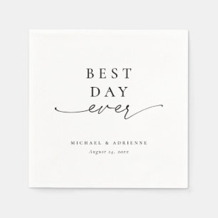 Simple Best Day Ever Calligraphy Wedding Napkin
