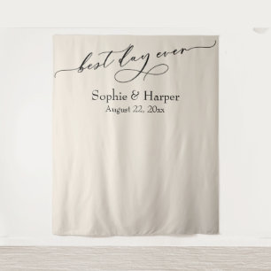 Simple Best Day Ever Cream Photo Backdrop Tapestry