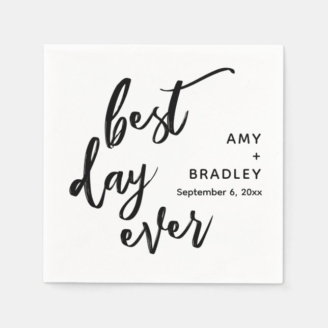 Simple Best Day Ever Handwriting Typography Napkin (Front)