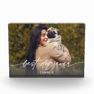 Simple Best Dog Ever Photo Modern Script Block
