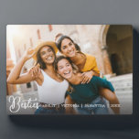 Simple Best Friends Forever Friendship  Plaque<br><div class="desc">Celebrate your special bond with this cute gift for best friends! This custom BFF plaque is the perfect keepsake for women and teen girls, featuring your favourite horizontal photo with “besties” elegantly overlaid in white lettering. Personalise it with a high school graduation message or your names for a heartfelt touch....</div>