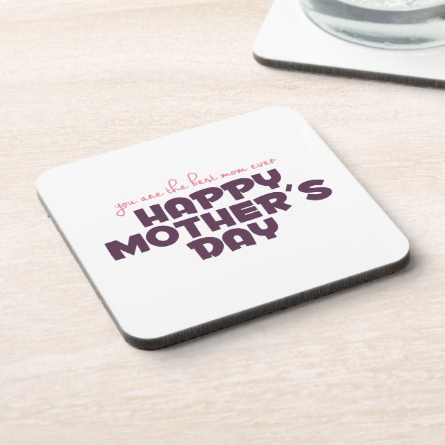 Simple Best Mom Ever Mother's Day | Coaster (Left Side)