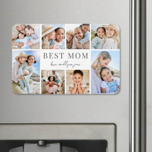 Simple Best Mom Photo Collage Magnet