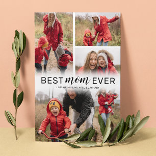 Simple Best Mum Ever 4 Photo Mother's Day Card