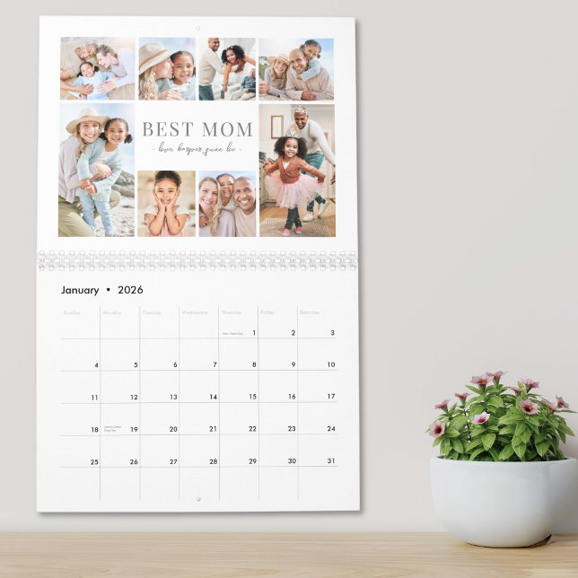 Simple Best Mum Photo Collage Calendar (Simple Best Mom Photo Collage Calendar)