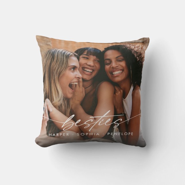 Simple Besties Create Your Own Photo Modern Script Cushion (Front)