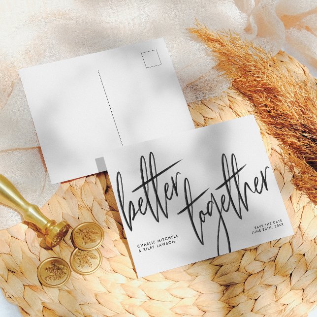 Simple Better Together Script Save The Date Postcard (Creator Uploaded)