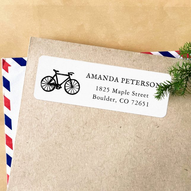 Simple Bicycle Cycling Motif Return Address Return Address Label (Creator Uploaded)