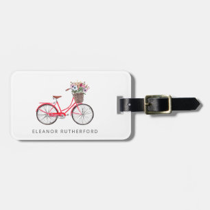 Simple Bicycle with Flowers Personalised Cyclist Luggage Tag