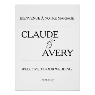 Simple Bilingual French-English Wedding Welcome Poster