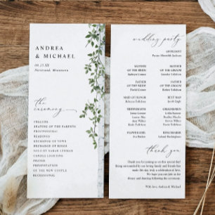 Simple Birch Tree Greenery Foliage Wedding Program