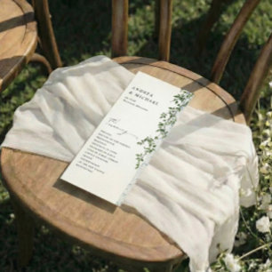 Simple Birch Tree Greenery Foliage Wedding Program