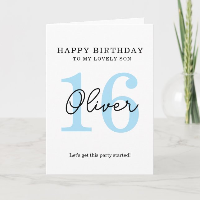 simple birthday 16th Card. Card (Front)