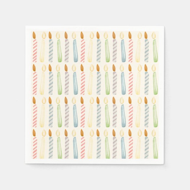 Simple Birthday Candles Party Napkin (Front)