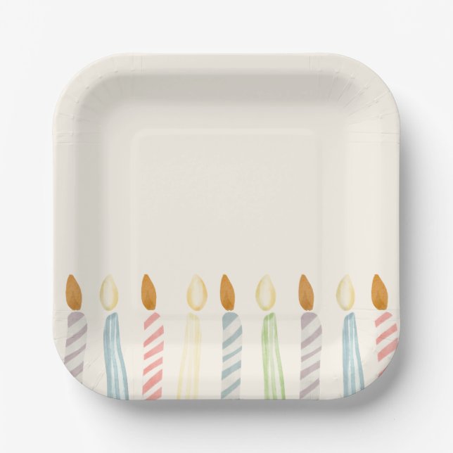 Simple Birthday Candles Party Paper Plate (Front)