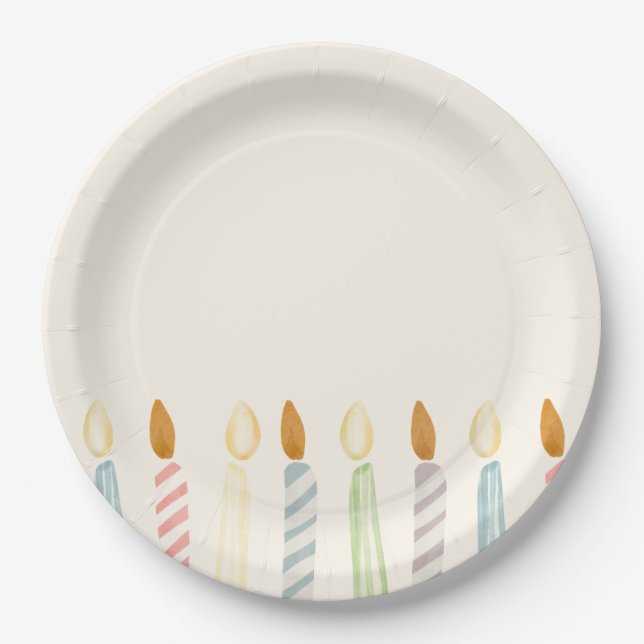 Simple Birthday Candles Party Paper Plate (Front)