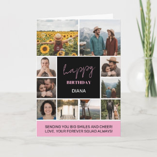 Simple birthday collage with 10 photos grid card