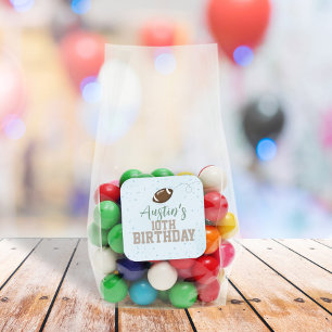 Simple Birthday Cute Sports Football Party Paper Square Sticker