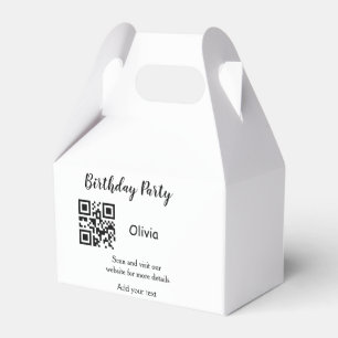 Simple birthday party website barcode QR add name Favour Box