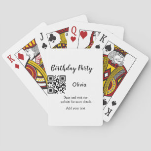 Simple birthday party website barcode QR add name  Playing Cards