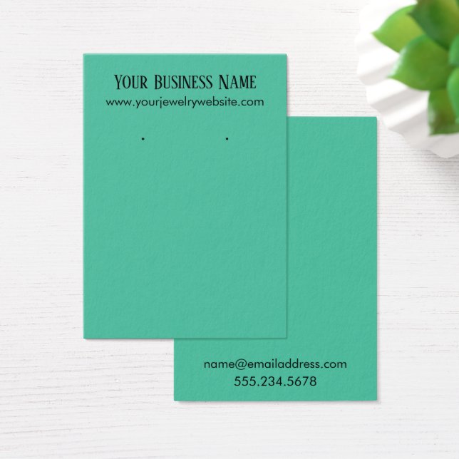Simple Biscay Green Earring Holder Display Cards (Desk)