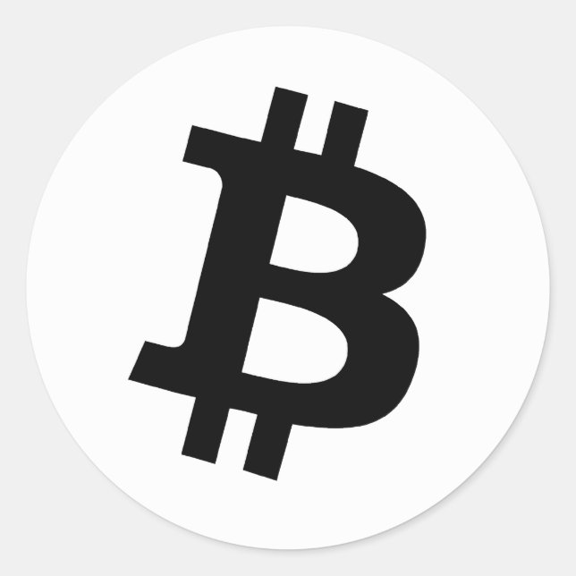 Simple Bitcoin Black White Classic Round Sticker (Front)