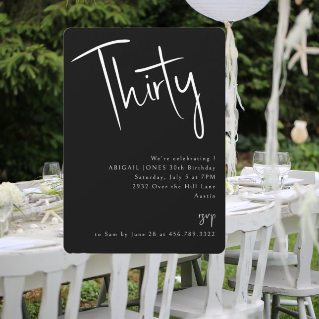 Simple Black 30th Birthday Party Invitation (Creator Uploaded)