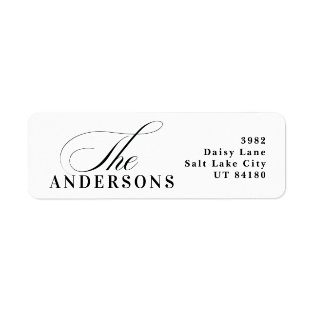 Simple Black Address Label Christmas Holiday Return Address Label (Front)
