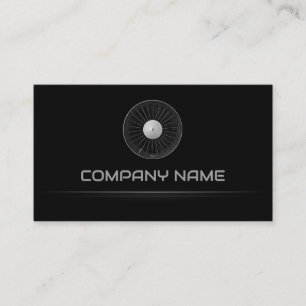 Simple Black Aeroplane Engine Airport Operations Business Card