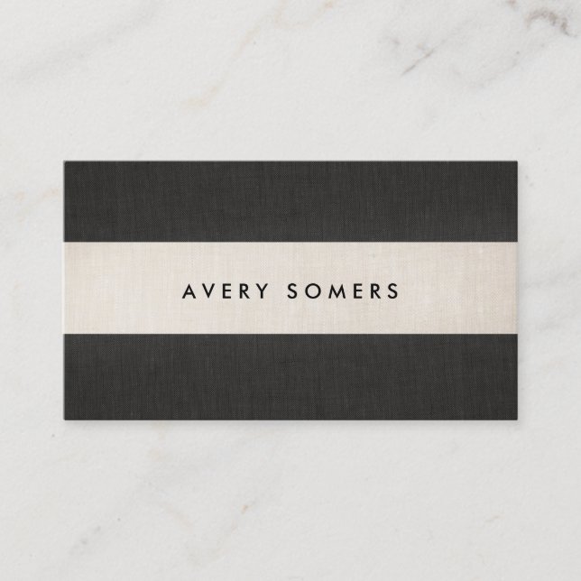 Simple Black and Beige Bold Stripe Stylish Business Card (Front)